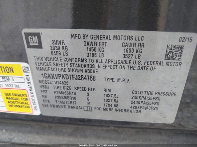 1GKKVPKD7FJ284768 GMC llt