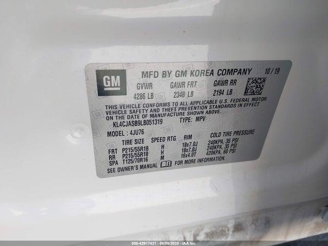 Buick luv: mfi, variable valve timing, alum, e85 max 2020 KL4CJASB9LB051319 Image 9