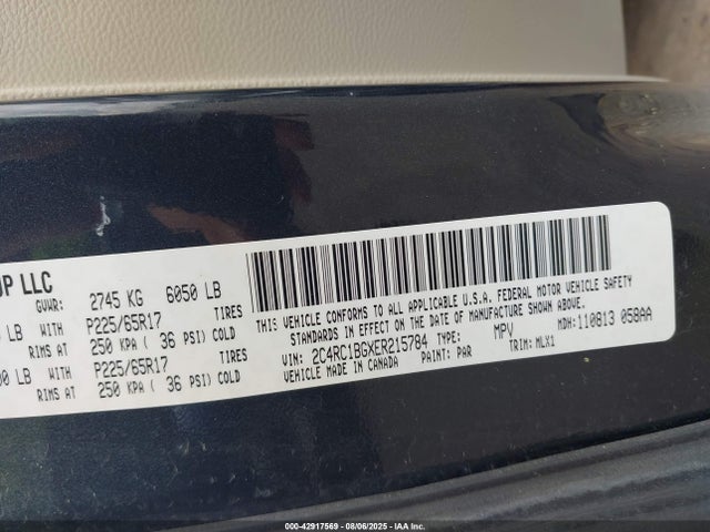 2C4RC1BGXER215784 Chrysler Town and Country