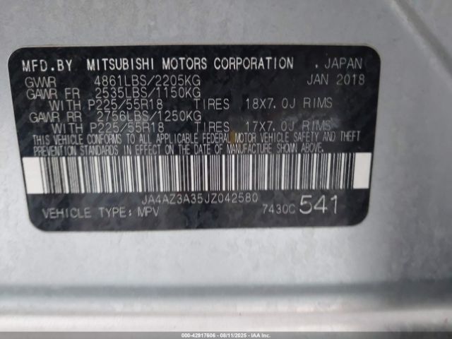 2018 MITSUBISHI OUTLANDER JA4AZ3A35JZ042580 Photo 8