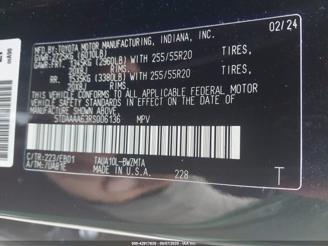 5TDAAAA63RS006136 Lexus t24a-fts