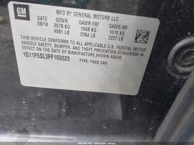 Chevrolet lkw 2015 1G11F5SL3FF169323 Image 9