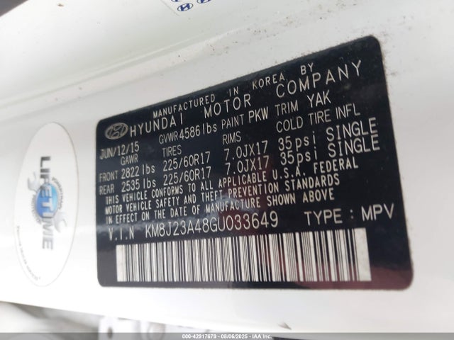 Hyundai 2016 2016 KM8J23A48GU033649 Image 9