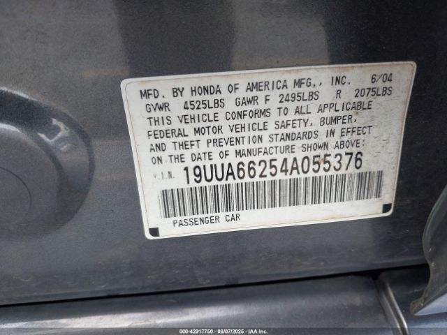 2004 ACURA TL 19UUA66254A055376 Photo 8