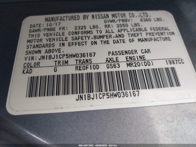 JN1BJ1CP5HW036167 Nissan 2017