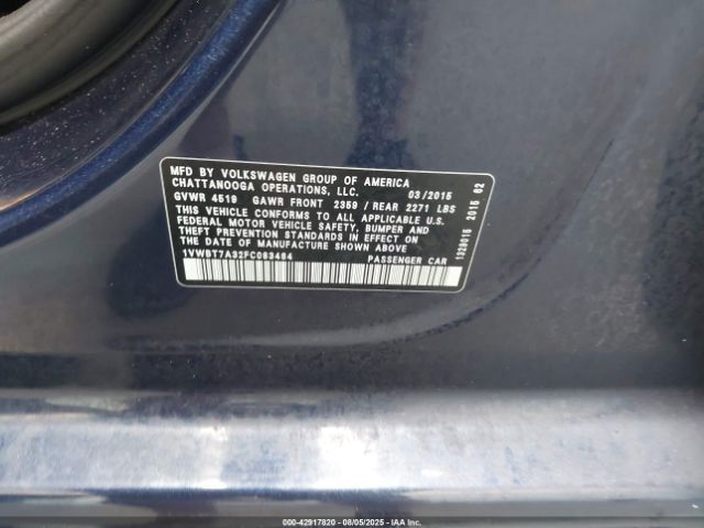 2015 VOLKSWAGEN PASSAT 1VWBT7A32FC083484 Photo 8