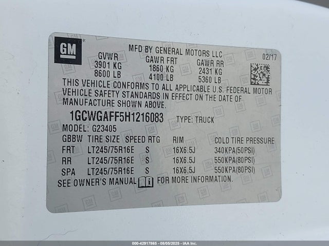 1GCWGAFF5H1216083 Chevrolet l20 - engine flexible fuel, iron
