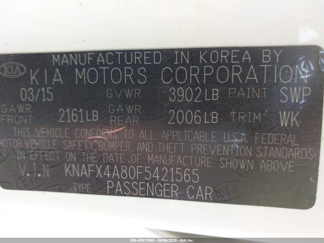 KIA dohc gdi nu 2015 KNAFX4A80F5421565 Image 9