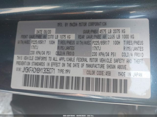 2021 MAZDA CX-5 JM3KFACM8M1305071 Photo 8