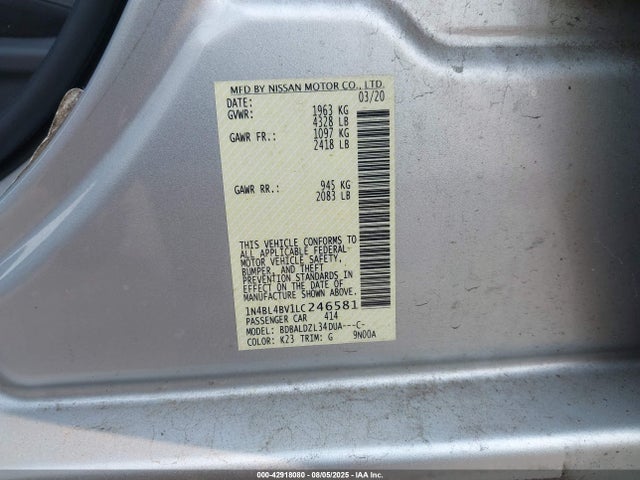 Nissan 2020 2020 1N4BL4BV1LC246581 Image 9