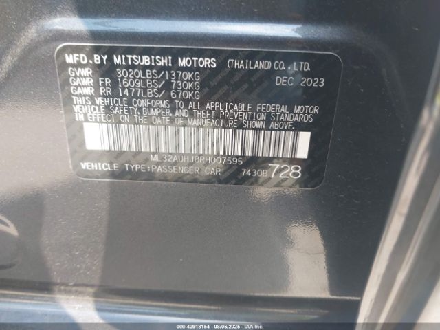 2024 MITSUBISHI MIRAGE ML32AUHJ8RH007595 Photo 8
