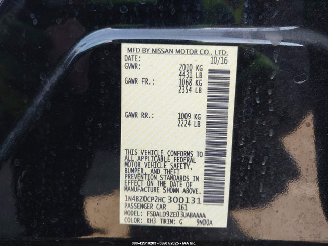 1N4BZ0CP2HC300131 Nissan Leaf