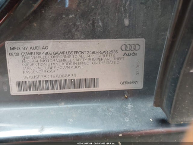 2009 AUDI A4 WAUSF78K19A086834 Photo 8