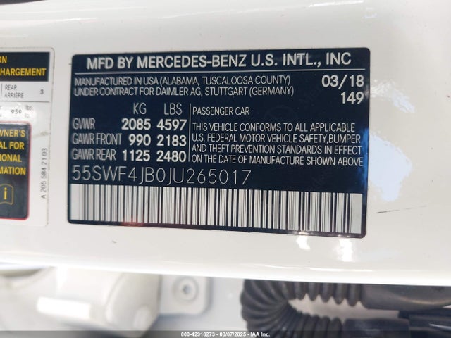 55SWF4JB0JU265017 Mercedes-Benz m274