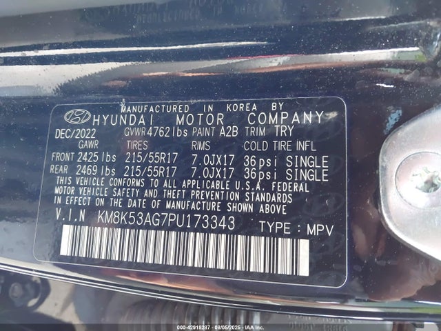 KM8K53AG7PU173343 Hyundai 2023