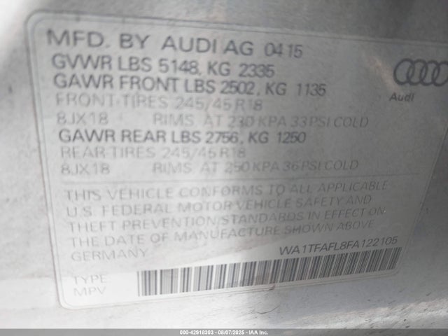 2015 AUDI ALLROAD WA1TFAFL8FA122105 Photo 8