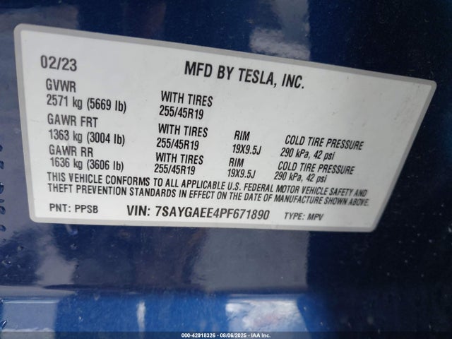 Tesla 2023 2023 7SAYGAEE4PF671890 Image 9