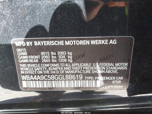 BMW 428i 2016 WBA4A9C58GGL88619 Image 9