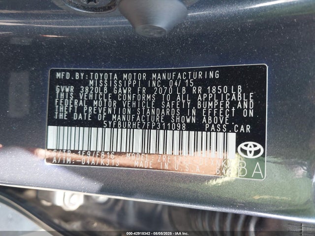 Toyota 2zr-fe 2015 5YFBURHE7FP311098 Image 9