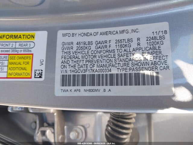 1HGCV3F17KA000334 Honda lfb2
