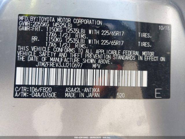 2018 TOYOTA RAV4 JTMZFREV3JJ210697 Photo 8