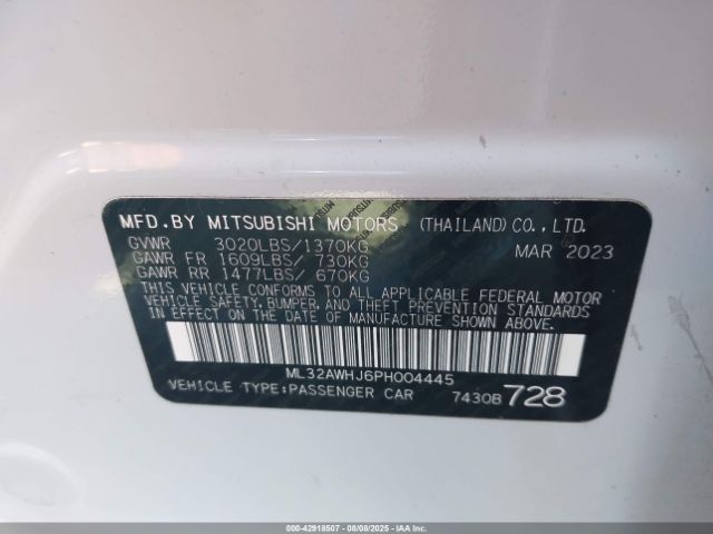 2023 MITSUBISHI MIRAGE ML32AWHJ6PH004445 Photo 8