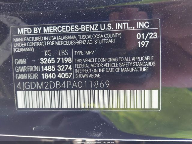2023 MERCEDES-BENZ EQS 450+ SUV 4JGDM2DB4PA011869 Photo 8