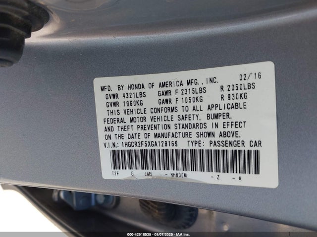 1HGCR2F5XGA128169 Honda k24w1