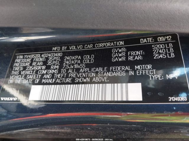 2013 VOLVO XC60 YV4952DL4D2403480 Photo 8