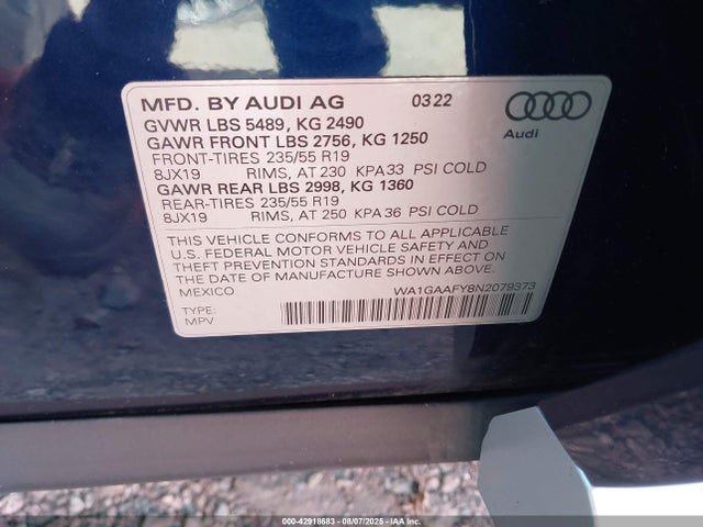 2022 AUDI Q5 WA1GAAFY8N2079373 Photo 8