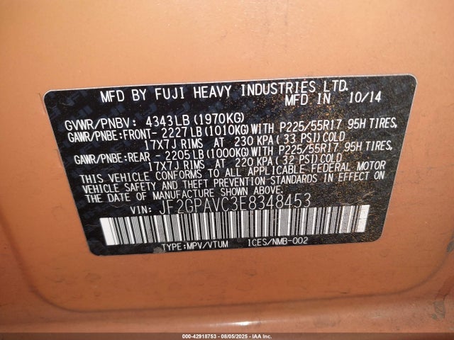 Subaru 2.0l na 2014 JF2GPAVC3E8348453 Image 9