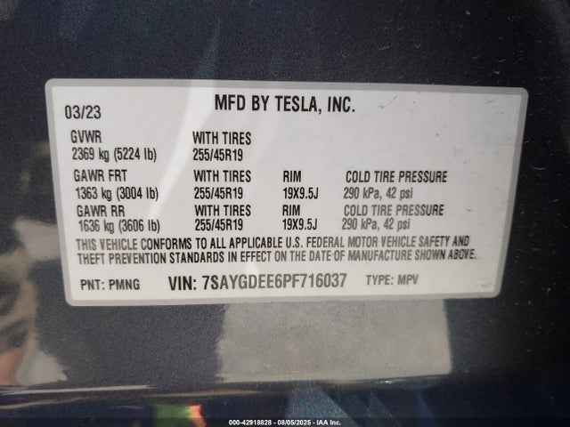 2023 TESLA MODEL Y 7SAYGDEE6PF716037 Photo 8