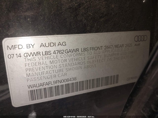 2015 AUDI A4 WAUAFAFL9FN008438 Photo 8