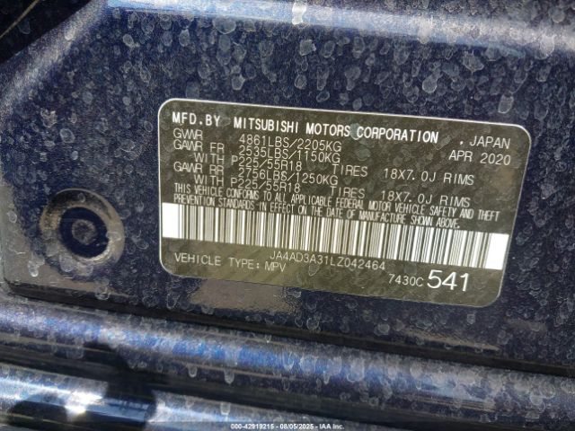 2020 MITSUBISHI OUTLANDER JA4AD3A31LZ042464 Photo 8