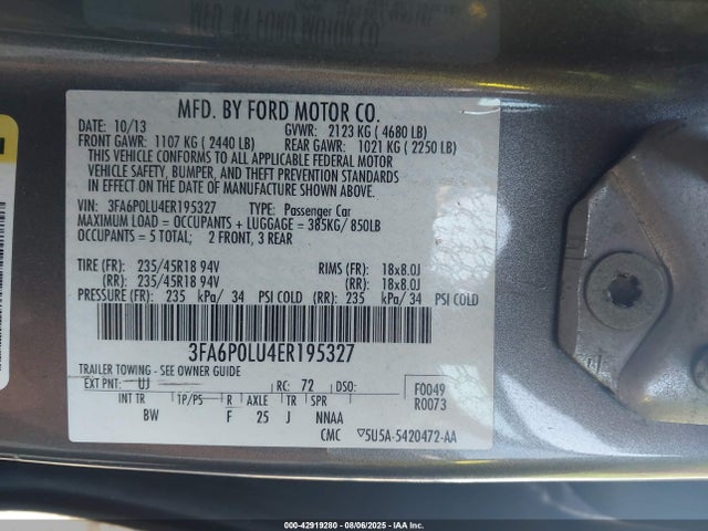 Ford 2014 2014 3FA6P0LU4ER195327 Image 9