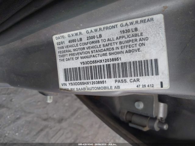 2001 SAAB 9-3 YS3DD55HX12038951 Photo 8