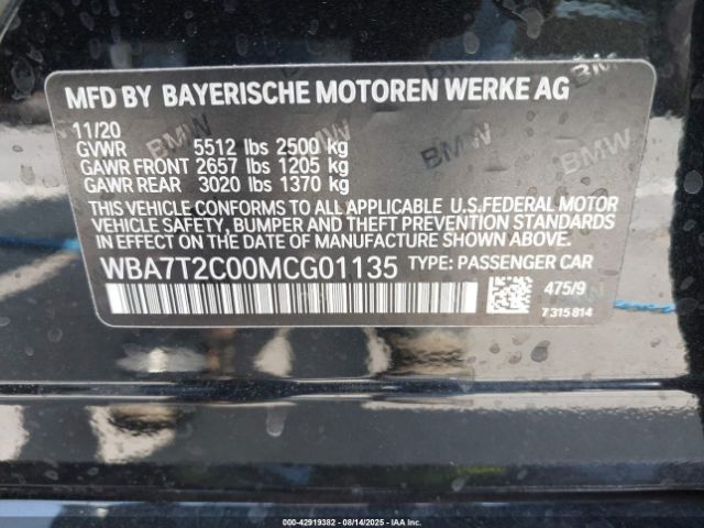 2021 BMW 740I WBA7T2C00MCG01135 Photo 8