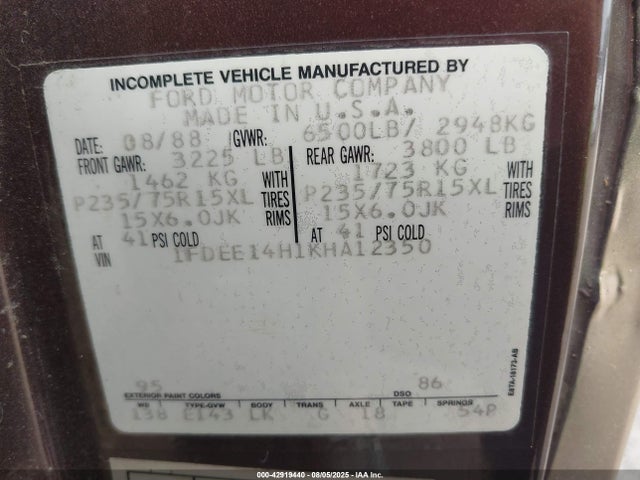 1989 FORD ECONOLINE 1FDEE14H1KHA12350 Photo 8