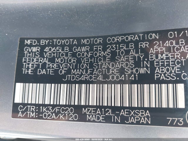 JTDS4RCE4LJ004141 Toyota m20-fks
