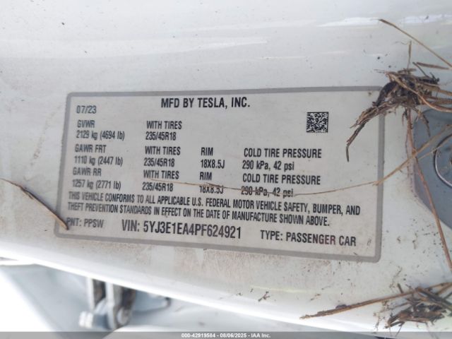 2023 TESLA MODEL 3 5YJ3E1EA4PF624921 Photo 8