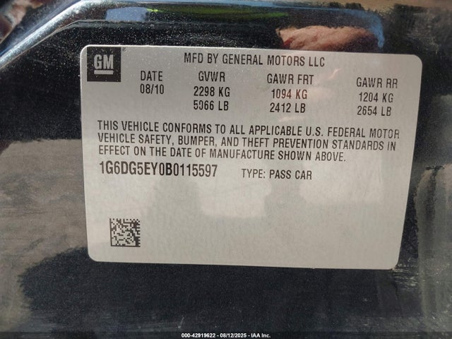2011 CADILLAC CTS 1G6DG5EY0B0115597 Photo 8