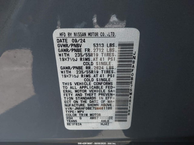 JN8AF0BE7SM461188 Nissan motor