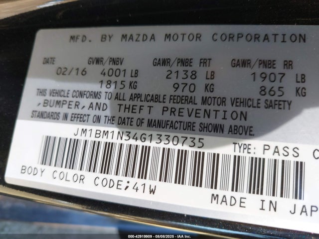 JM1BM1N34G1330735 Mazda py