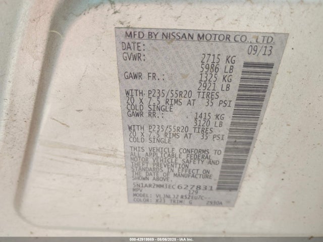 Nissan Pathfinder 2014 5N1AR2MM3EC627831 Image 9