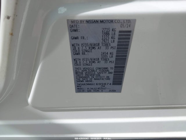 Nissan 2014 2014 5N1AR2MN6EC699874 Image 9