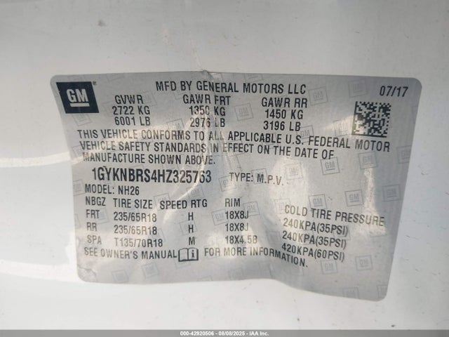2017 CADILLAC XT5 1GYKNBRS4HZ325763 Photo 8
