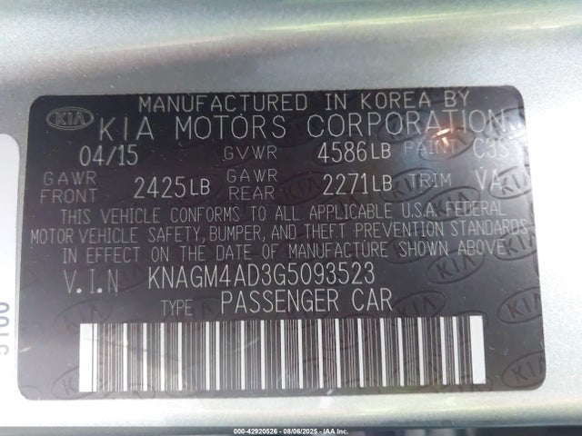 KIA mpi theta ii 2016 KNAGM4AD3G5093523 Image 9