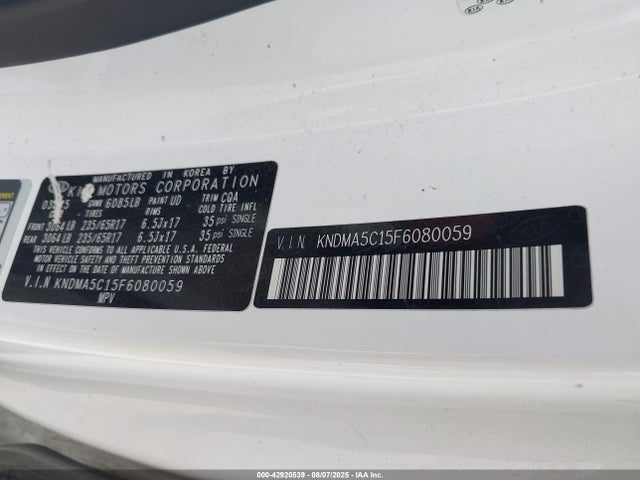 KIA dohc gdi lambda ii 2015 KNDMA5C15F6080059 Image 9