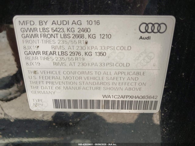 2017 AUDI Q5 WA1C2AFPXHA063642 Photo 8