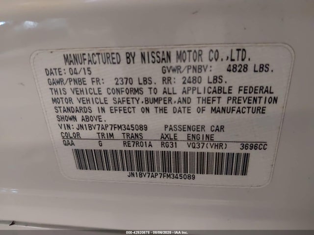 Infiniti Q50 2015 JN1BV7AP7FM345089 Image 9